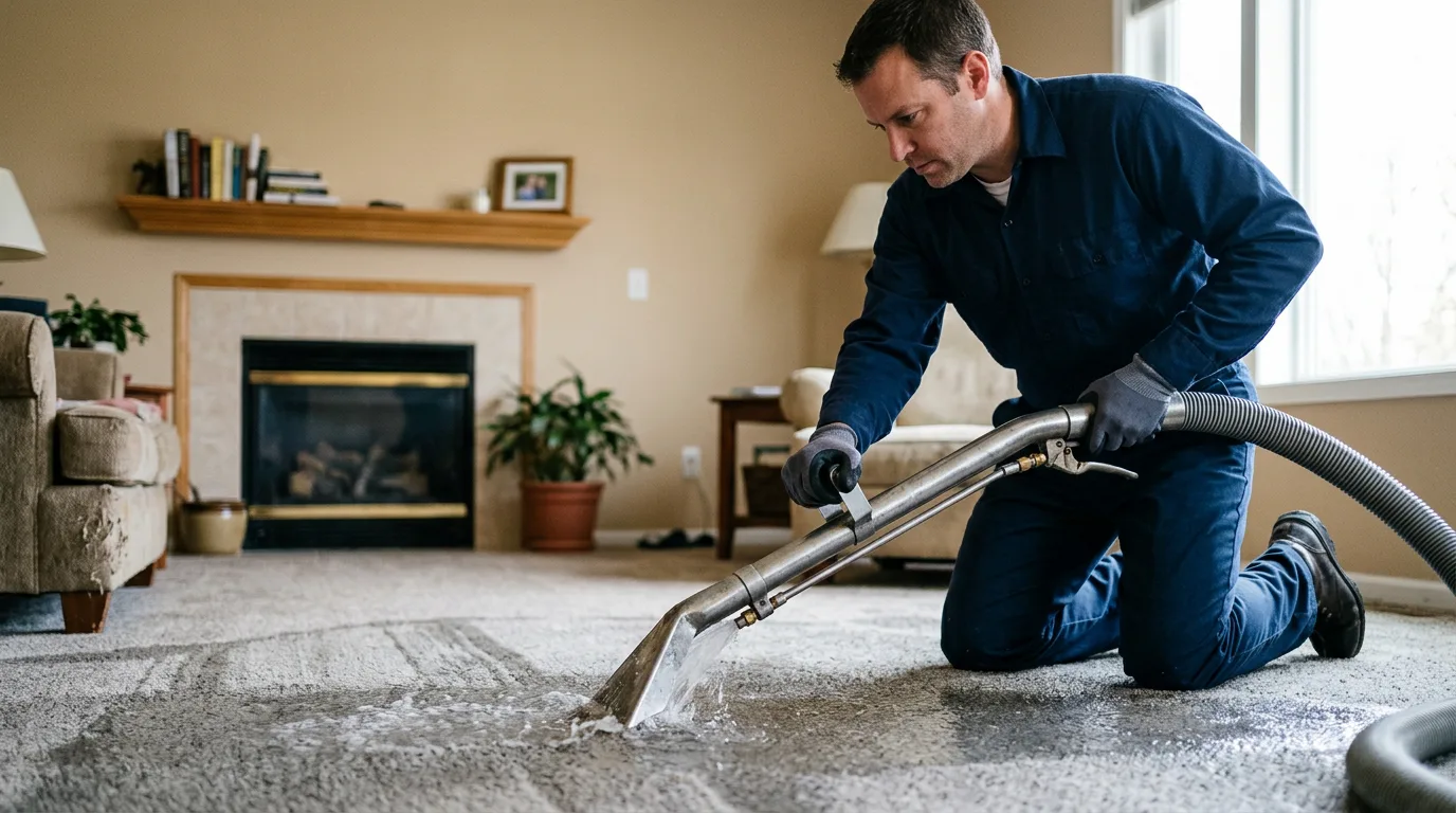 Water damage restoration technician working near Wingo, KY